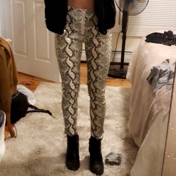 faux leather snakeskin pants